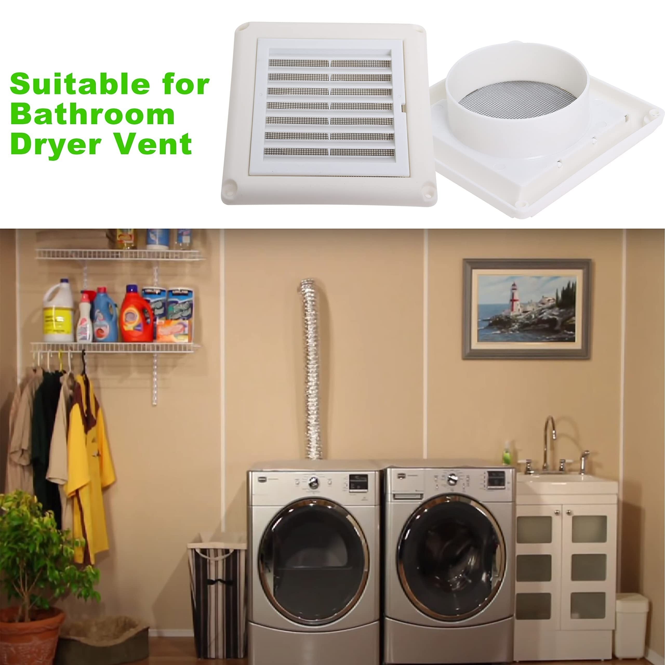 Ochiq havoda quritgich vent qopqog'i, plastmassa, 10.16cm tekis devor vent to'plami