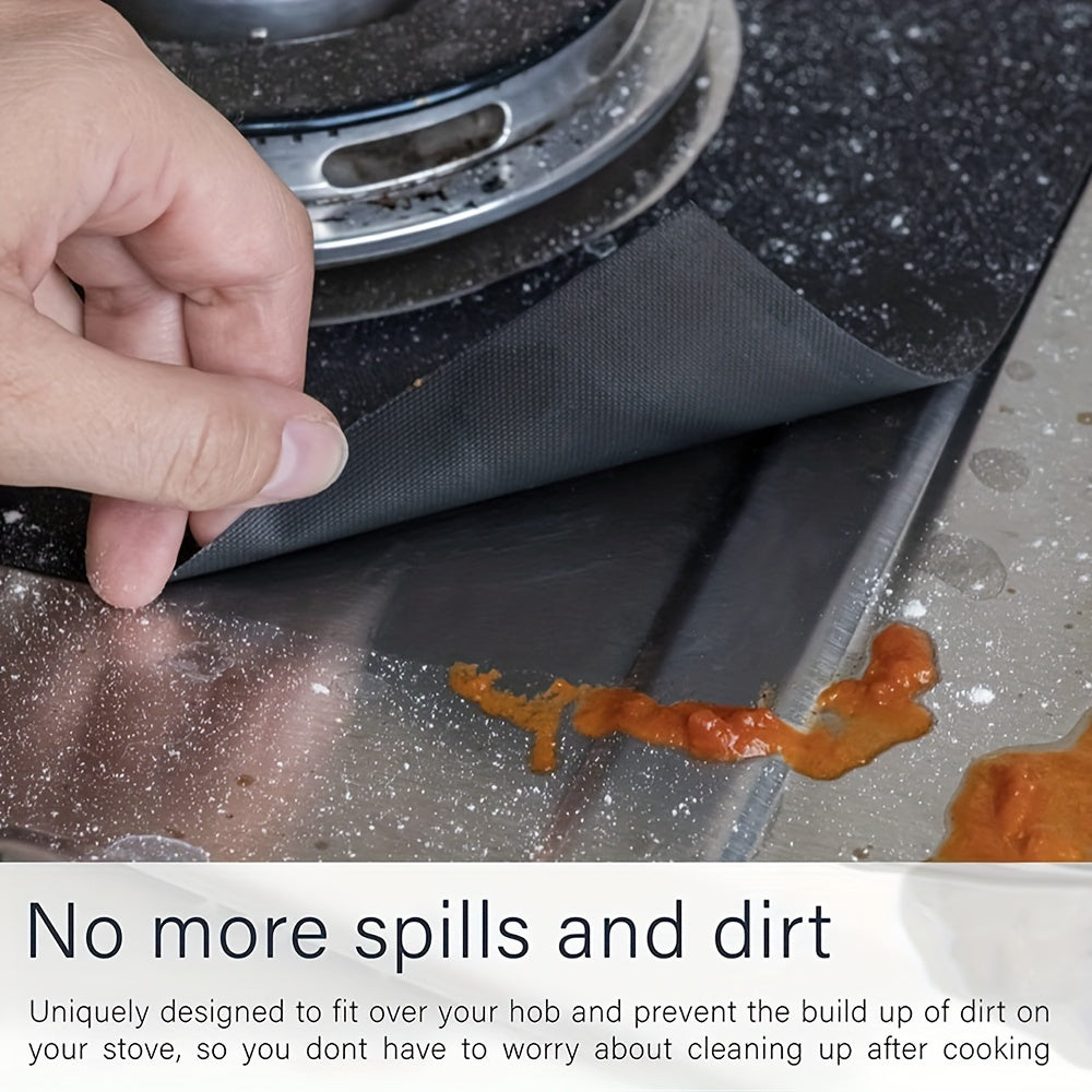 8pcs Black Gas Stove Protectors Reusable Non-Stick Quick Cleaning Liners 10.6x10.6 Inches