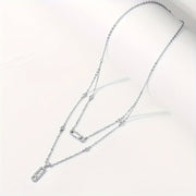Women's Necklace with Double Paperclip Layers and Cubic Zirconia