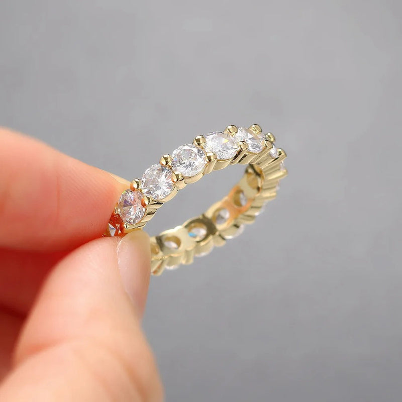 Sterling Silver Eternity Band Ring with 0.1/0.5 Carat Moissanite Hypoallergenic Vintage Jewelry
