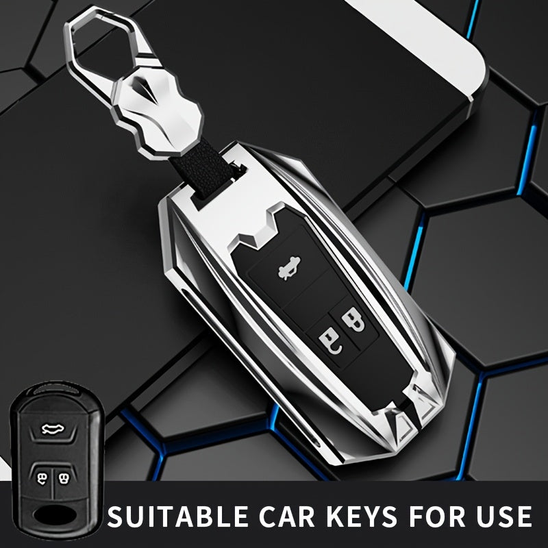 Keyless Remote Case for Cars Zinc Alloy Black Red Key Holder with Keychain