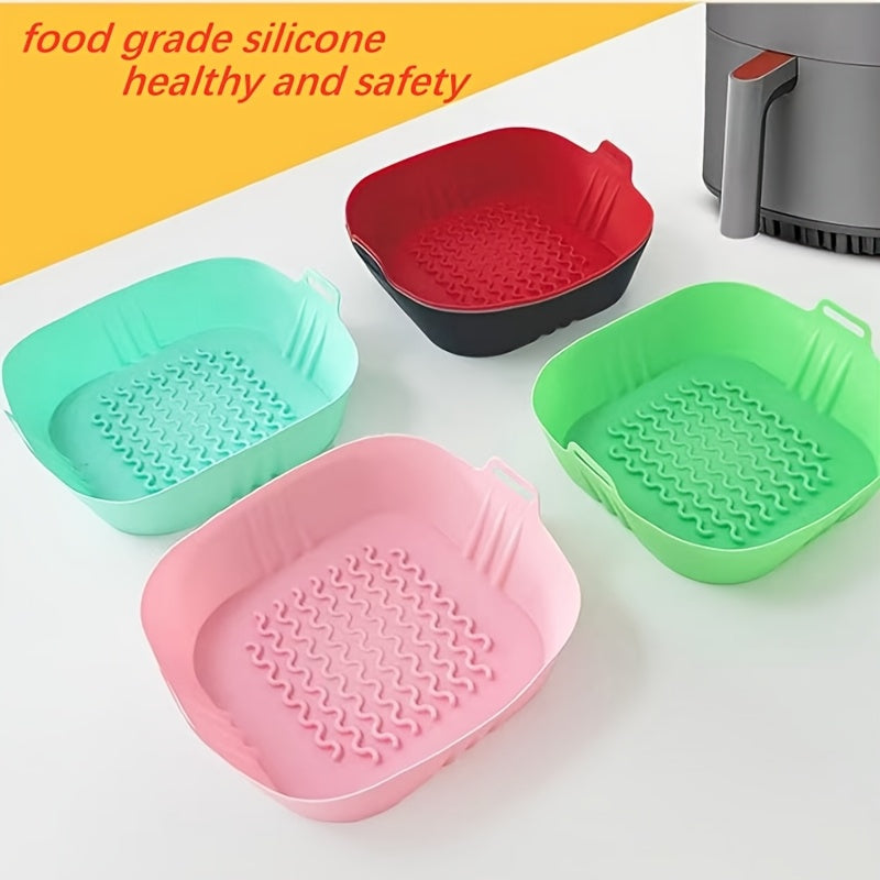 Square Silicone Air Fryer Liner 8 Inch Reusable Food-Safe for 4-7 Qt Ovens
