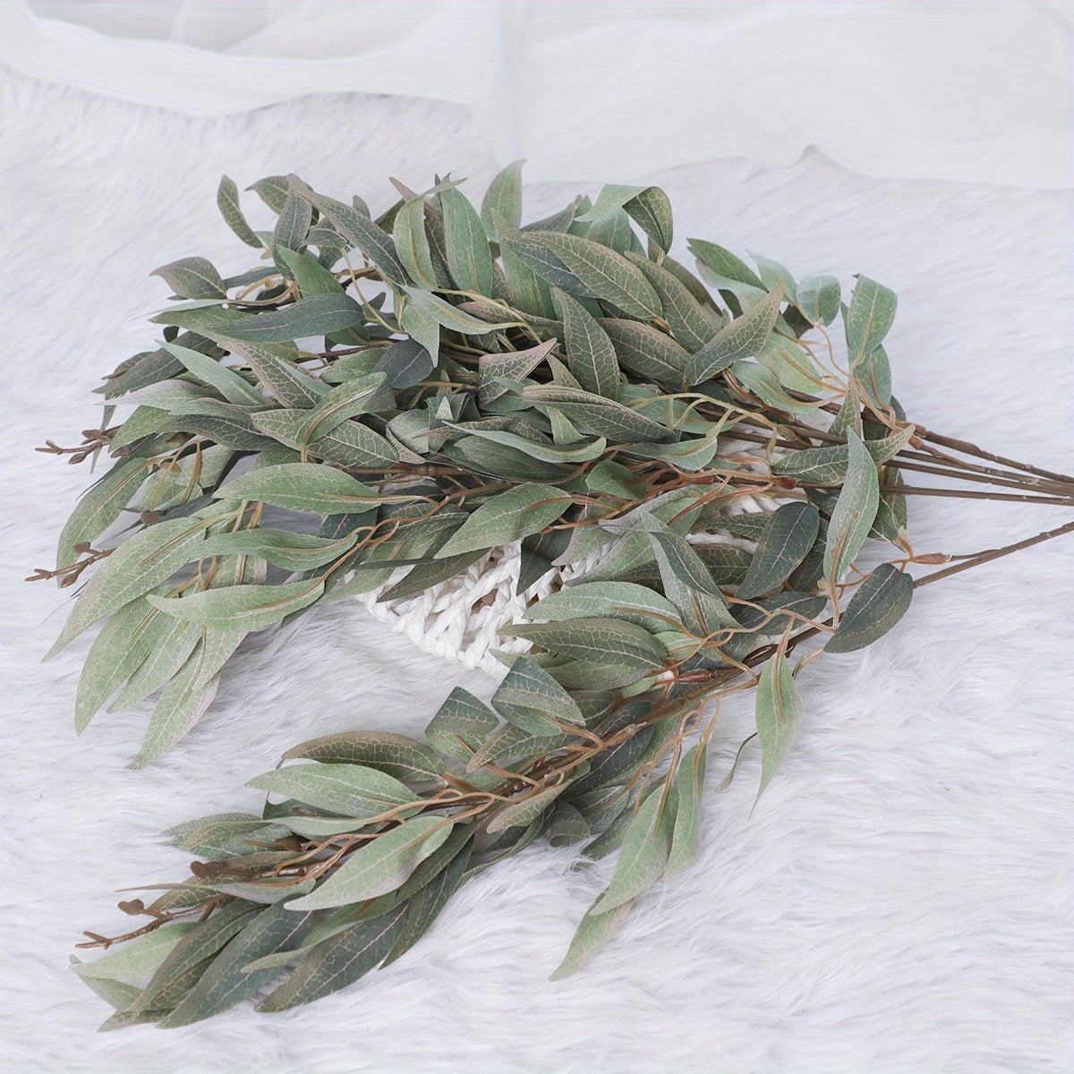 Реалистичный букет из ткани в виде ивовых листьев для свадеб, помолвок и домашнего декора – батареи не требуются.