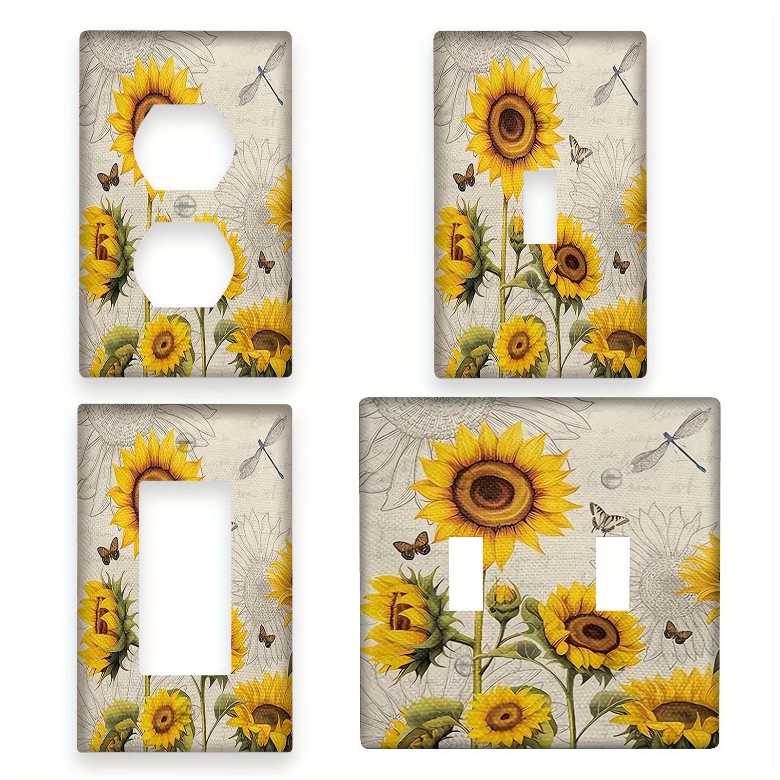 Sunflower Decorative Wall Plate Cover Country Style Easy to Clean for Bathroom and Bedroom Wall Decor