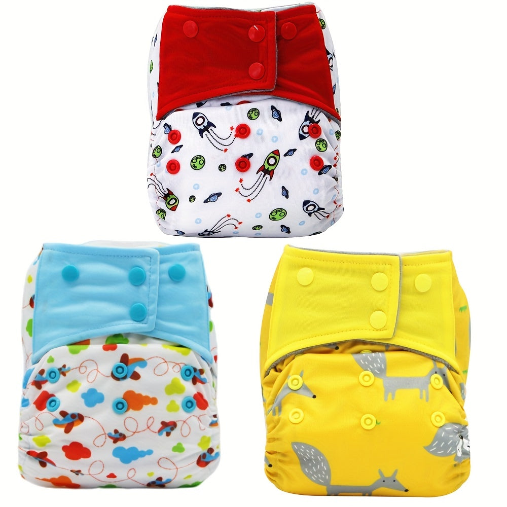 3-Piece Reusable Cloth Diaper Set for Infants 0-2 Years Adjustable Washable