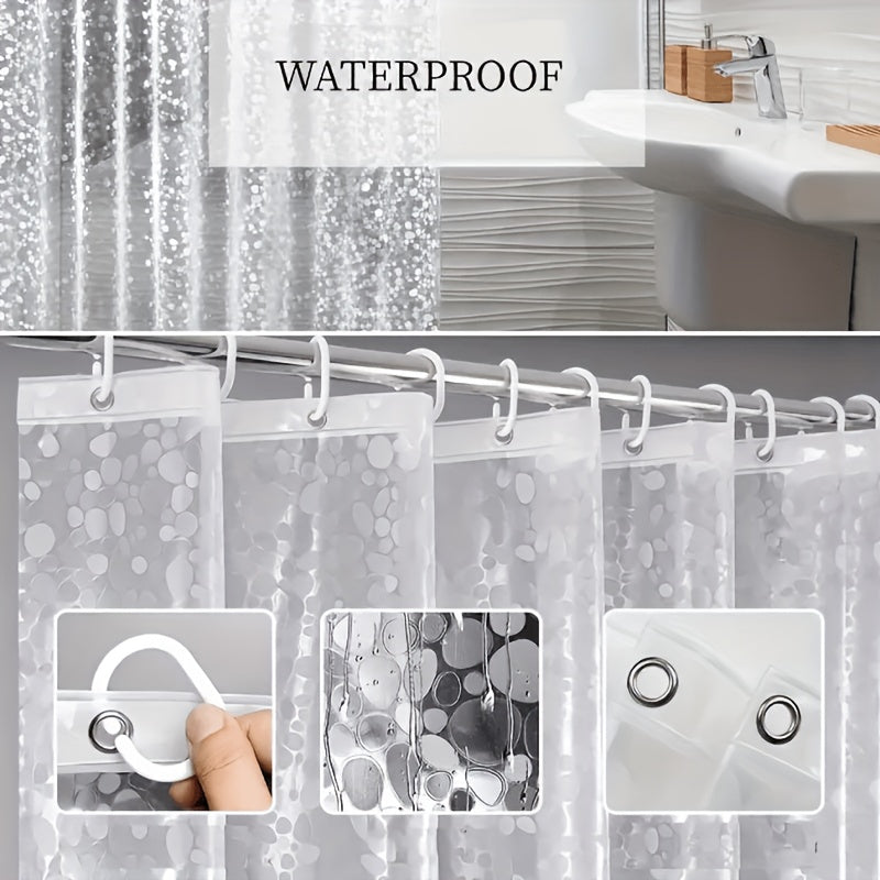 3D Pebble Pattern Shower Curtain Water-Resistant Polyester Easy to Clean Space-Themed Christmas Decor