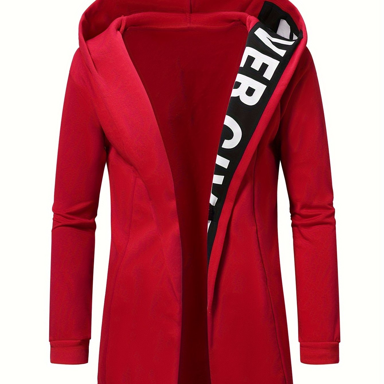 Chaqueta de cárdigan con capucha para hombre, de poliéster y elastano, color sólido, primavera y otoño, corte regular