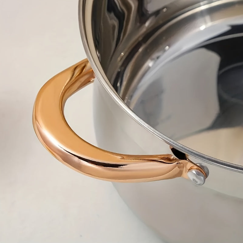 Stainless Steel Cookware Set of 10 with Glass Lids Double Handles Induction Compatible