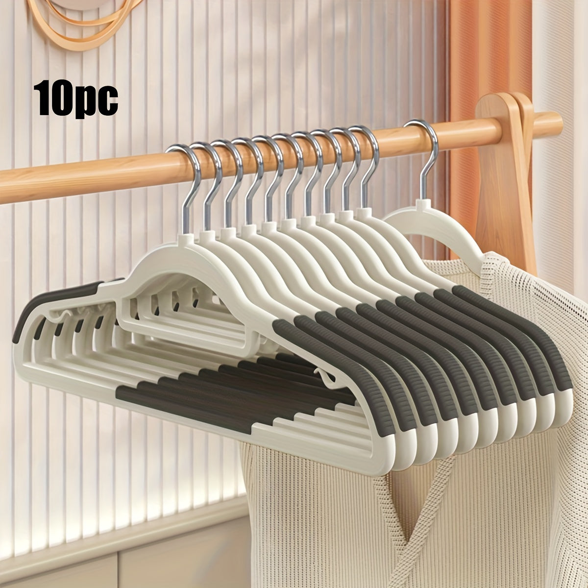 10 Non-Slip Heavy Duty Plastic Clothes Hangers for Storage and Organization in Bedroom Bathroom and Home