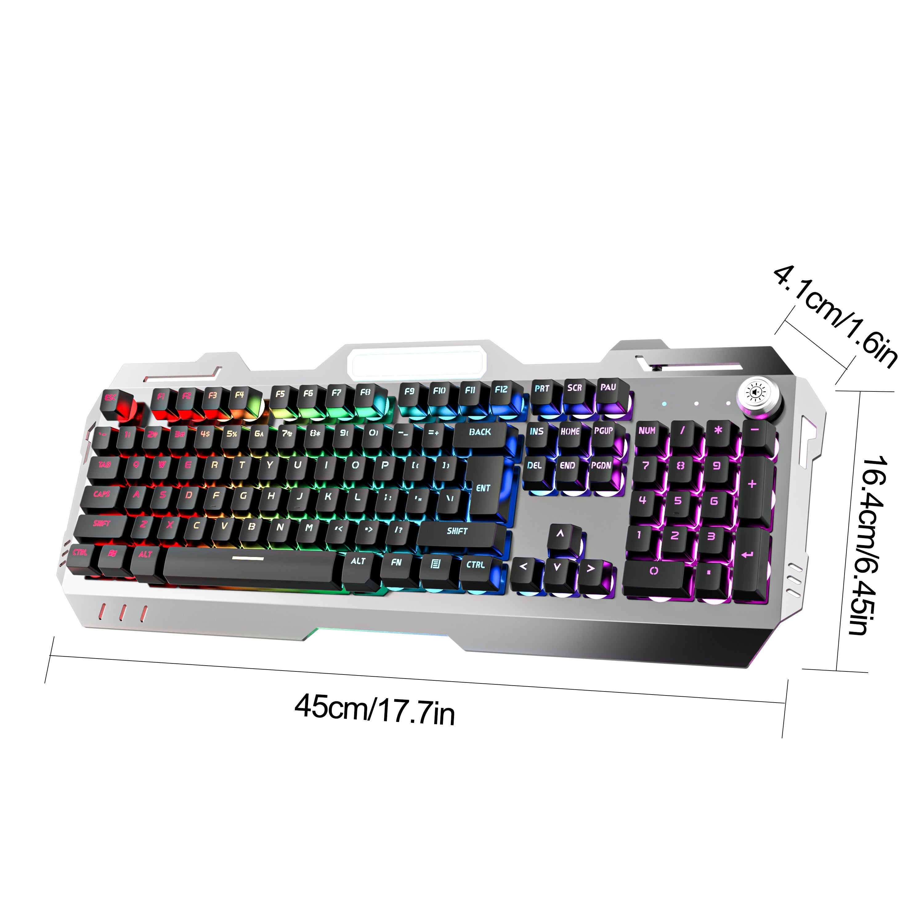 Wired Gaming Keyboard with LED Backlit Silent Design and Volume Knob for Desktop and Notebook Computers