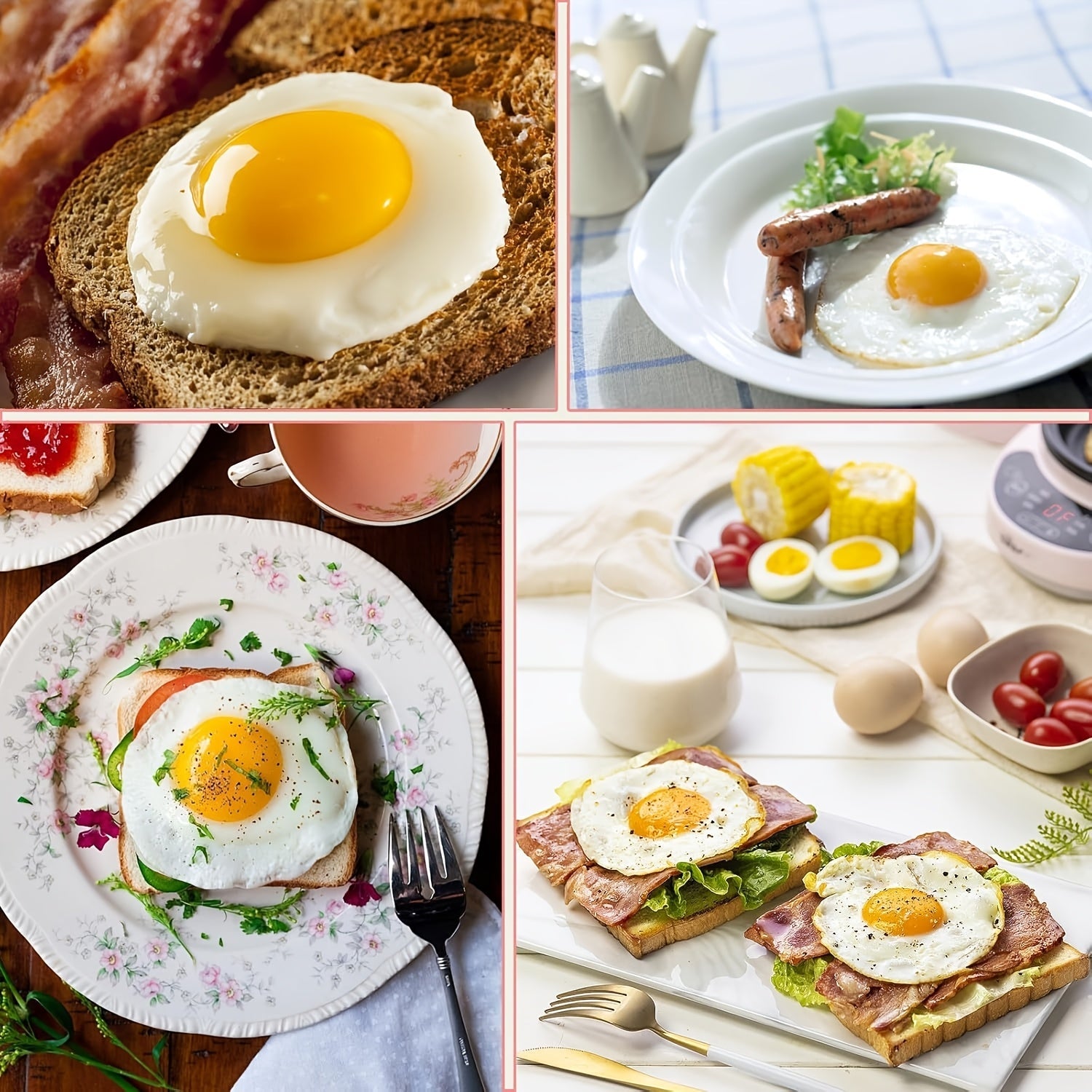 Durable Silicone Egg Ring Non-Stick Leak-Proof Pancake and Breakfast Sandwich Maker