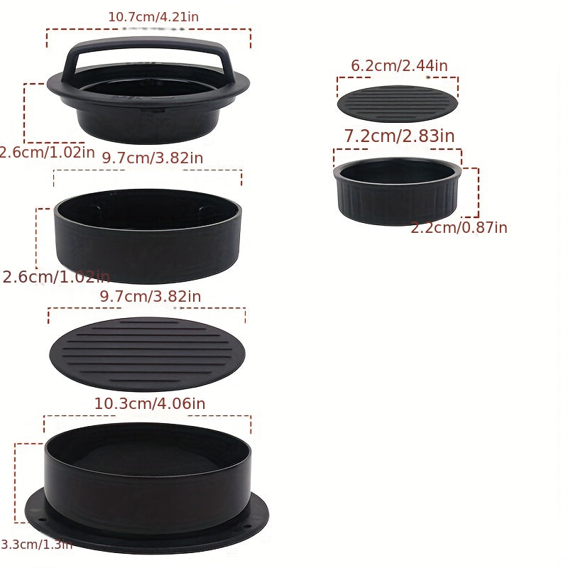 3in1 Burger Press Non-Stick Patty Maker for Perfect Burgers