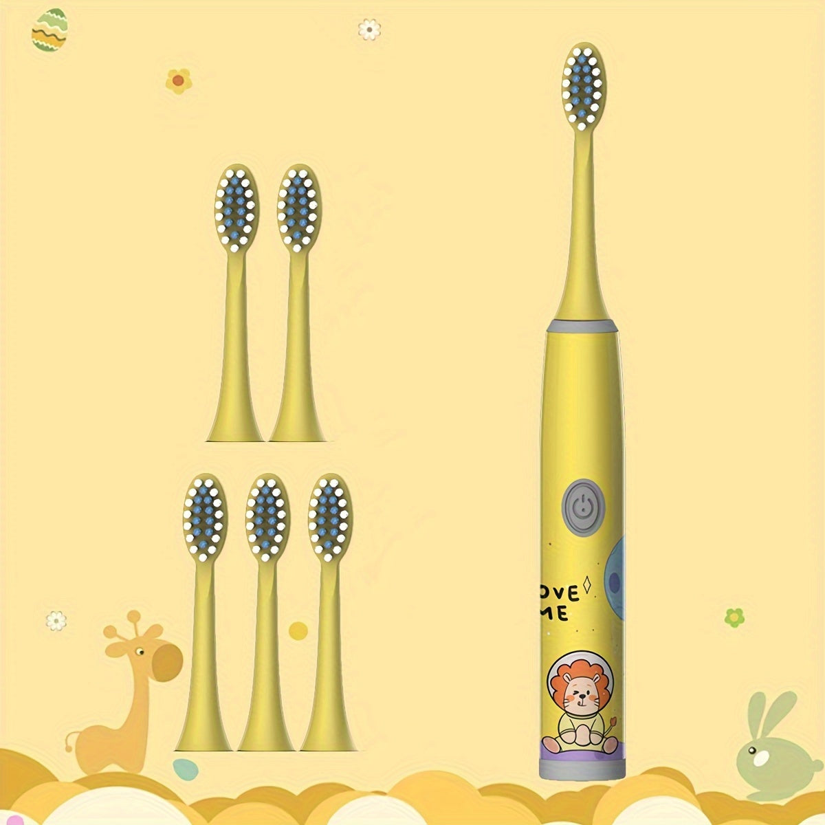Children's Electric Toothbrush Set with Replaceable Brush Heads for Kids Age 3+