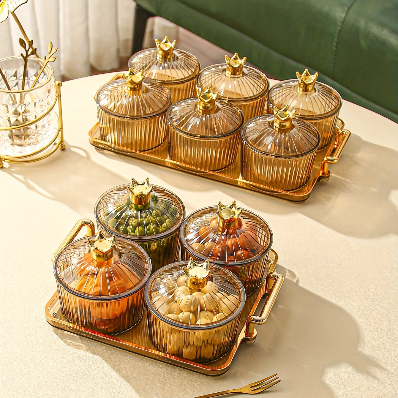 Light Luxury Candy Storage Jar with Sealed Lid for Bottles 3 4 6 on Tray