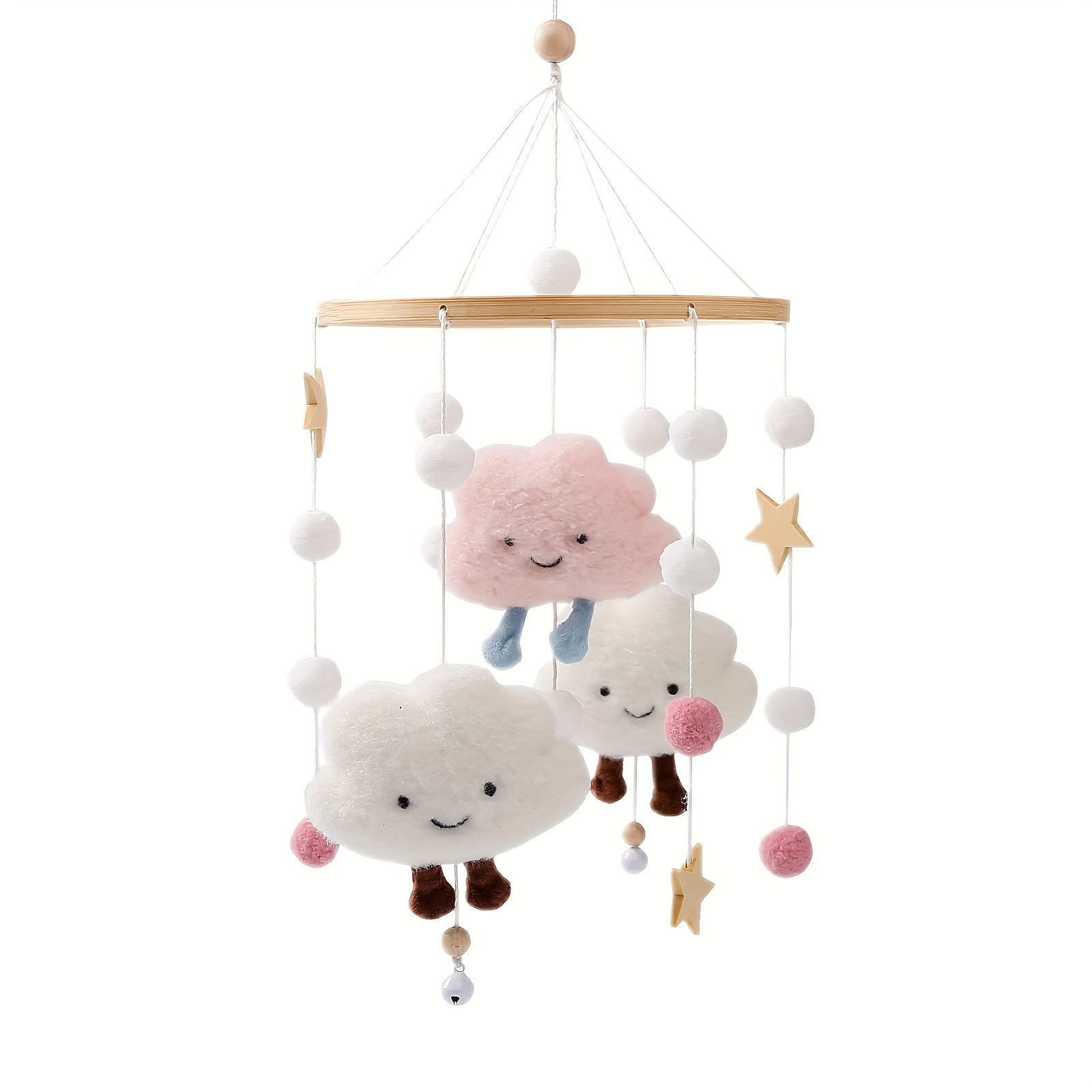 Kids' Room Decor Plush Clouds and Stars Bed Wind Chimes Soothing Ornaments