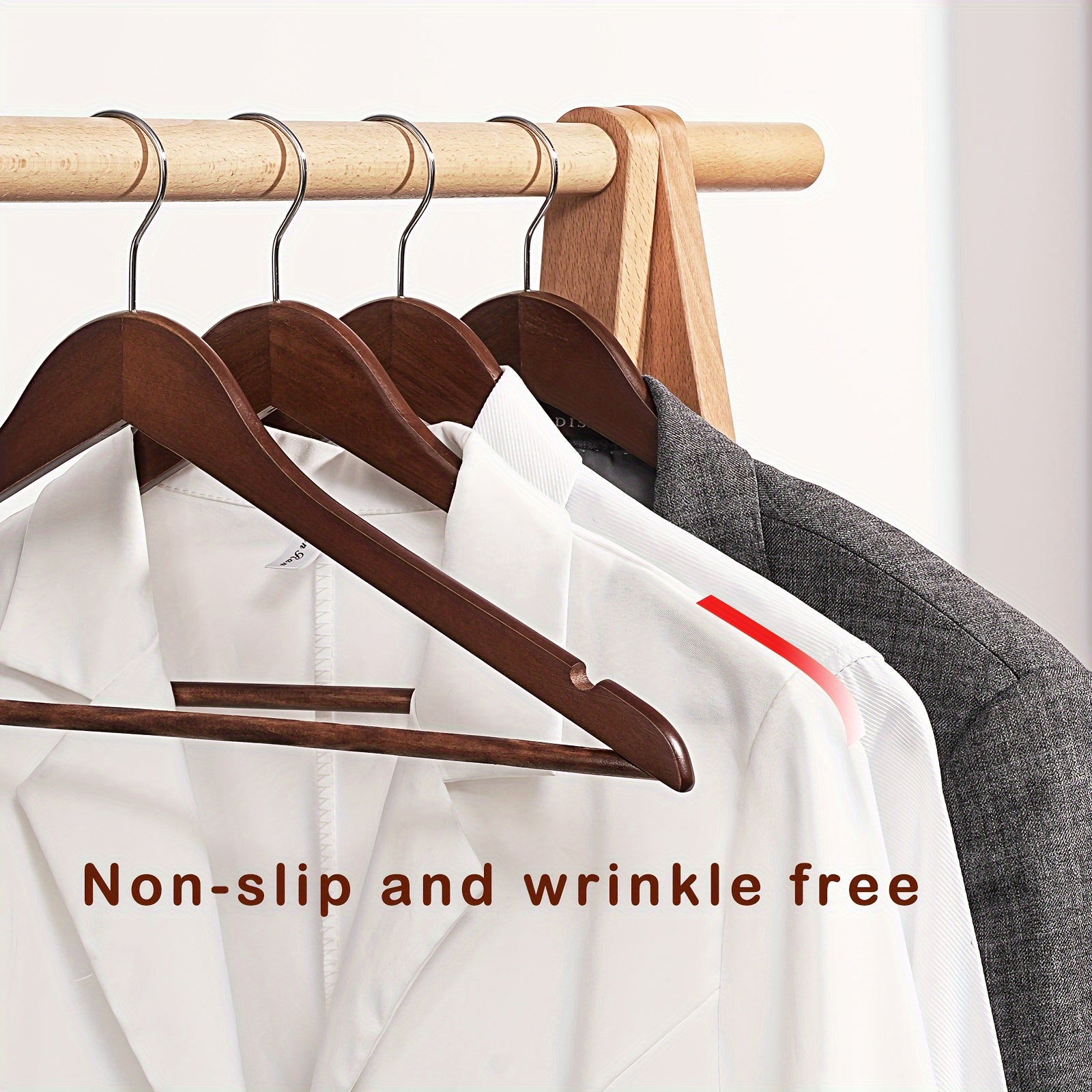 10 ta yuqori sifatli qattiq yog'och osma - palto, kostyum va boshqa kiyimlar uchun sirpanmaydigan, iz qoldirmaydigan dizayn - retro uslubidagi shkafni tartibga soluvchilar