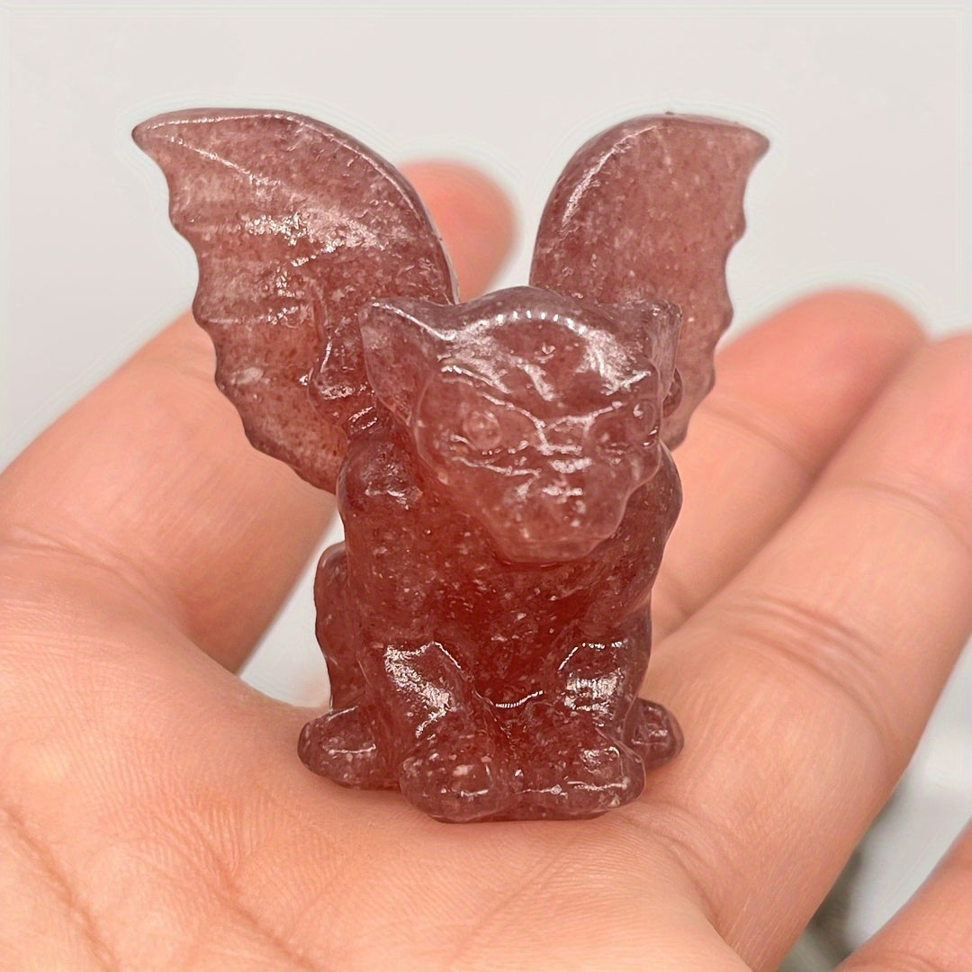 Uy bezaklari va ofis stol aksessuarlari uchun tabiiy kristall gargoyle haykali