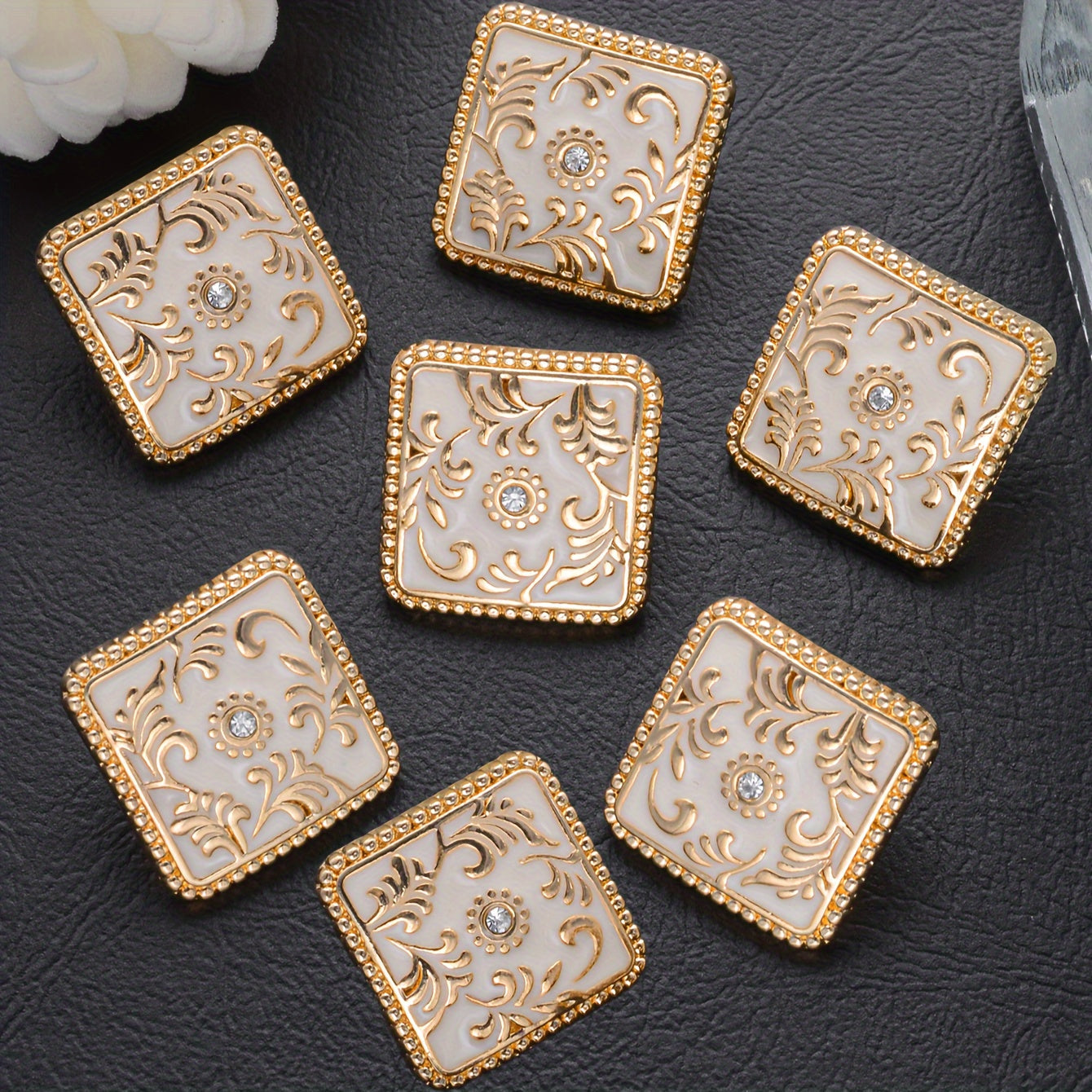 7-Donali Rhinestone kvadratli alloy tugmasi to'plami tikuvchilik hunari va moda aksessuarlari uchun