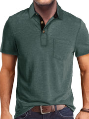 Men's Plus Size Plaid Collar Pocket T-Shirt Summer Knit Polyester