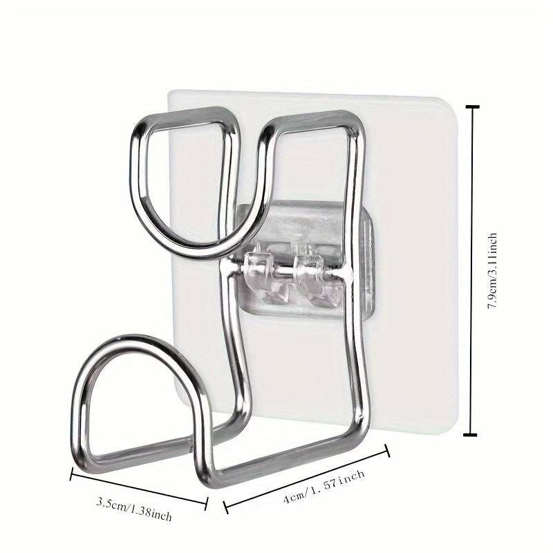 Ganchos de acero inoxidable para baño y cocina de montaje en pared con marco sin perforaciones