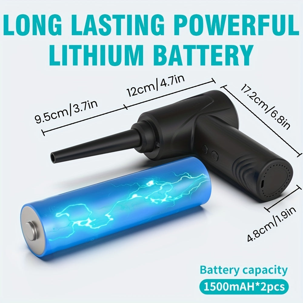 Rechargeable Cordless Air Duster and Vacuum Cleaner Multi Nozzles Black