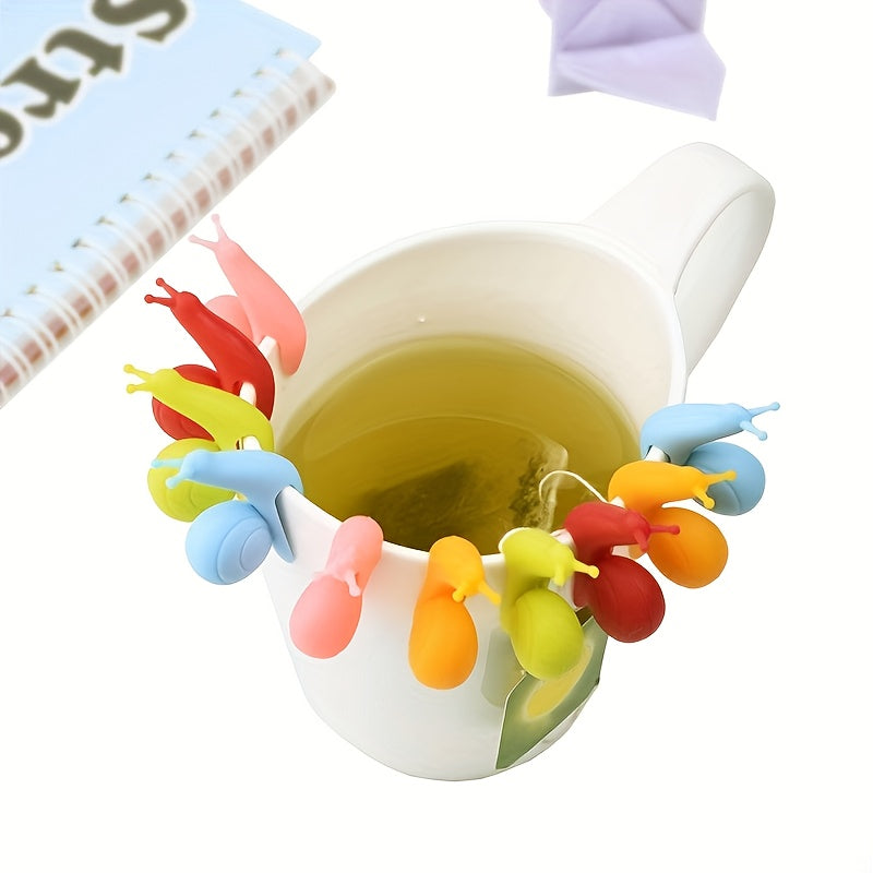 10-Piece Snail-Shaped Silicone Tea Bag Holders and Labels for Tea Enthusiasts