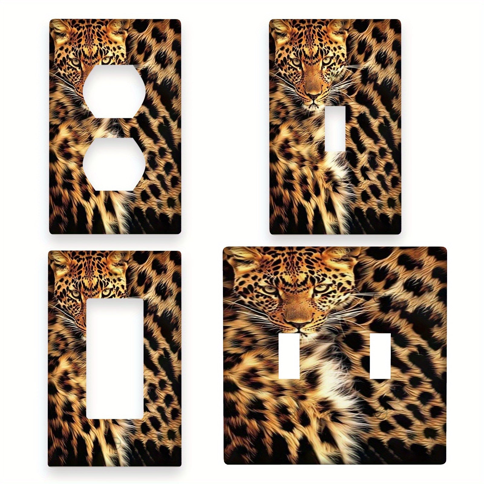 Leopard Print Switch Cover for 1 or 2 Switches Watercolor Agate Stone Design Decorative Easy to Clean for Home Living Room
