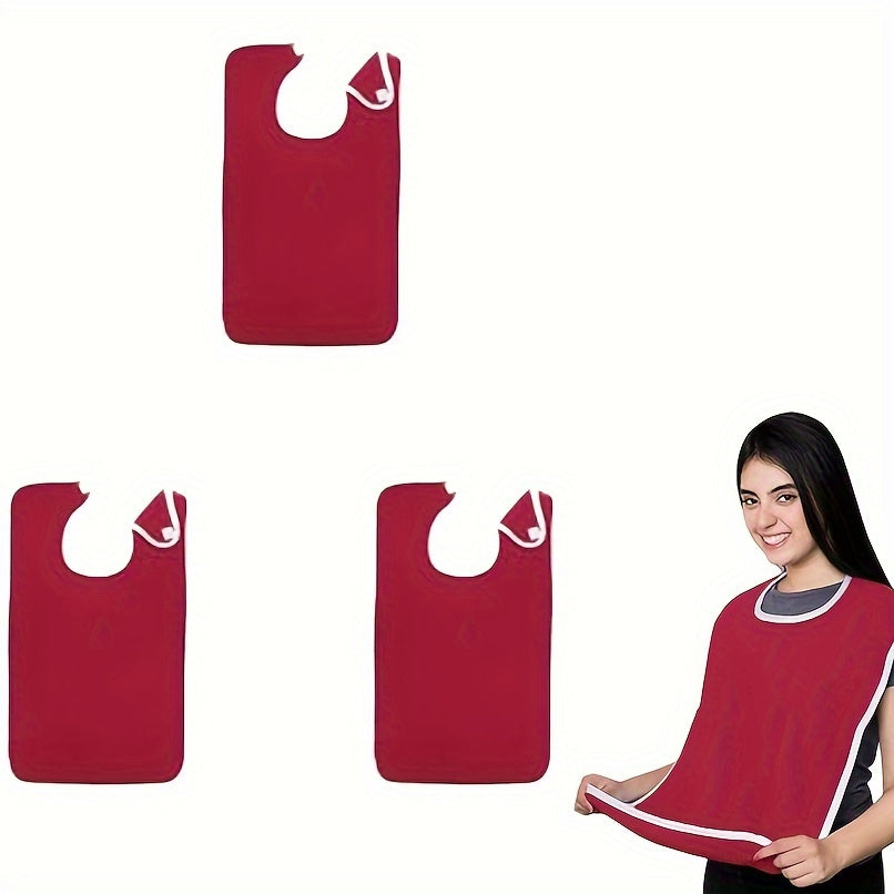 Adult Washable Reusable Bibs with Crumb Catcher for Elderly and Disabled