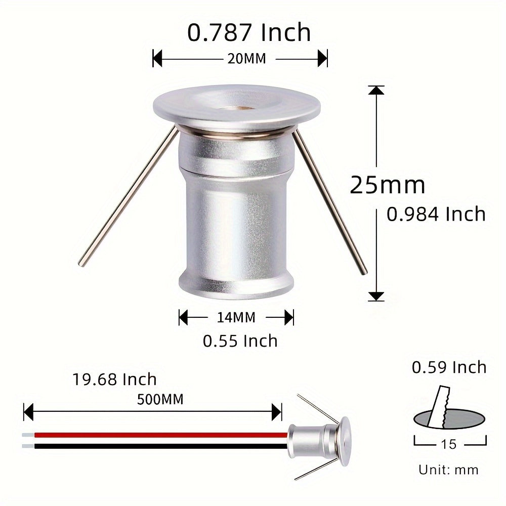 9pcs Mini 1W LED Recessed Spotlights Warm White for Cabinets Stairs Walkways