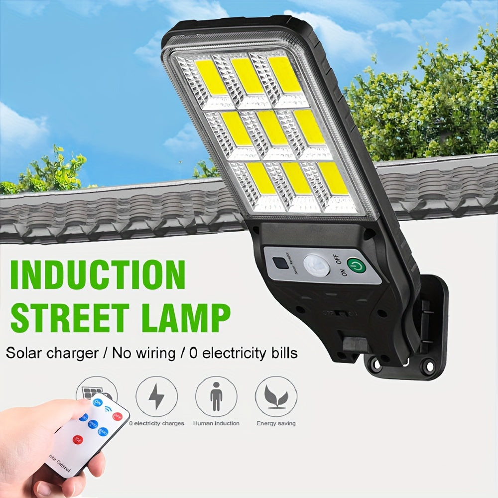 Solar Powered LED Wall Light with Motion Sensor Remote Control and Rechargeable Lithium Battery