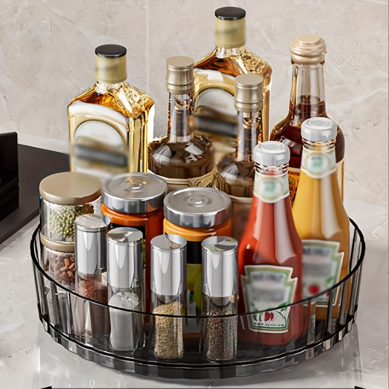Transparent Plastic Lazy Susan Turntable Organizer for Condiments and Seasonings