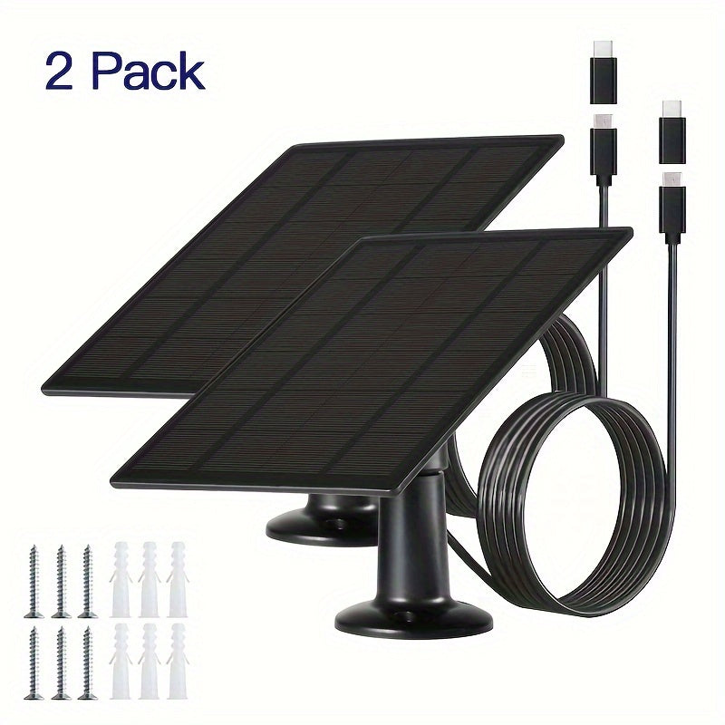 High-Efficiency Solar Panel Charger with USB and Micro USB Ports for Security Cameras and Wireless Doorbells