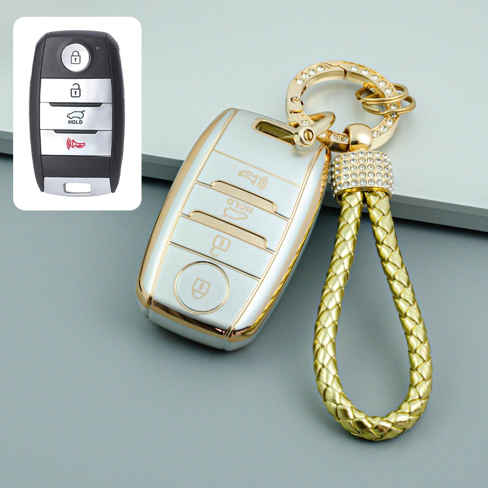 Universal TPU Car Key Case Cover with Keychain for Kia Models