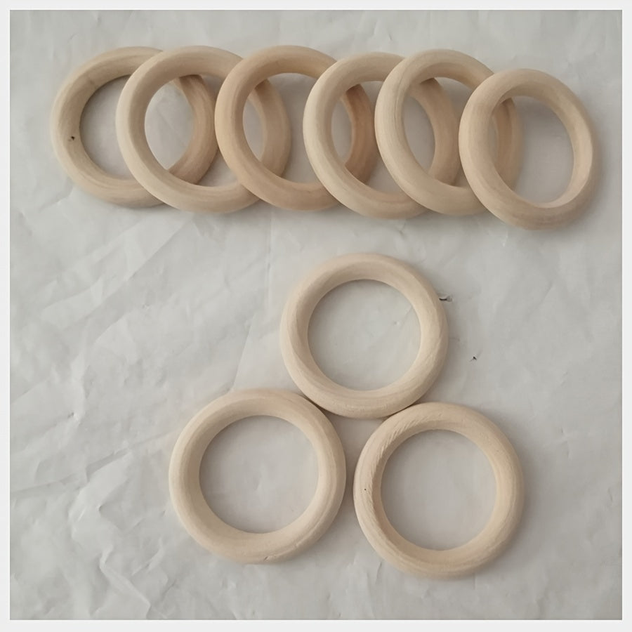 Set of 24 Natural Wood Rings 5cm for Crafting Jewelry Making DIY Projects