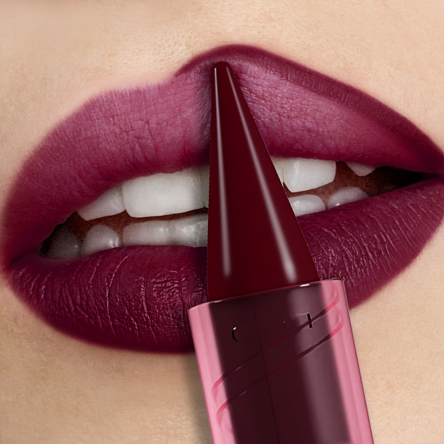 Pintalabios mate para mujer, de larga duración, rojo púrpura, a prueba de agua y sudor