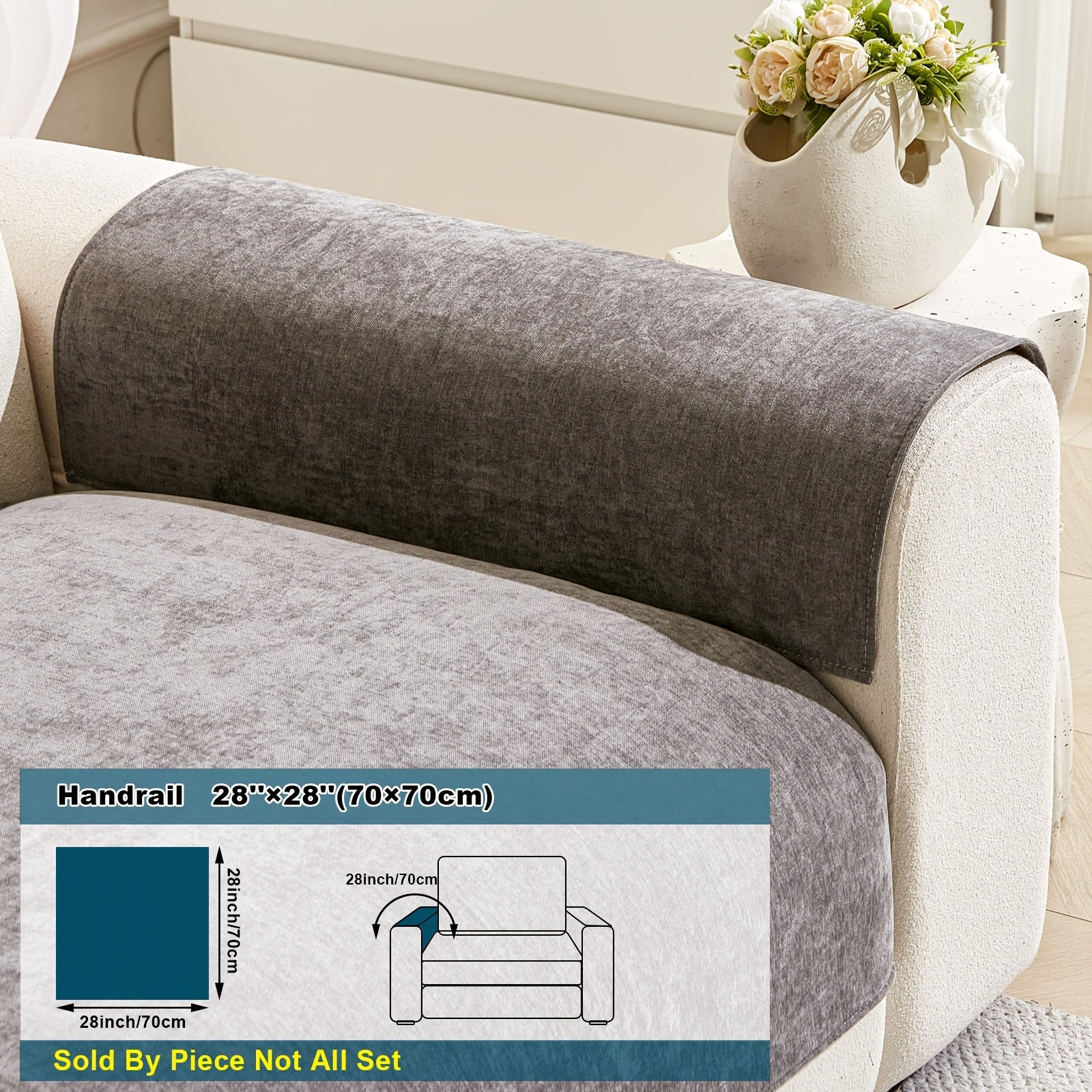 Chenille Sofa Cover Non-Slip Pet-Friendly All Seasons Fits 1-4 Seaters Light Beige