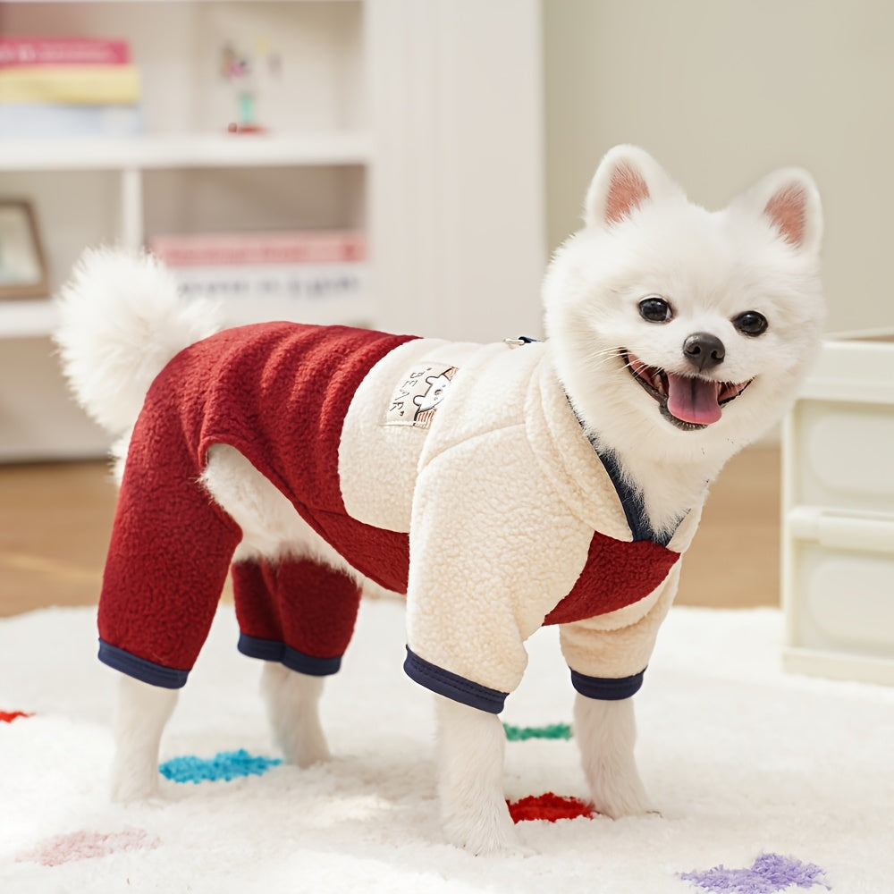 Fleece Pet Jumpsuit for Small to Medium Dogs and Cats Winter Fall Pullover