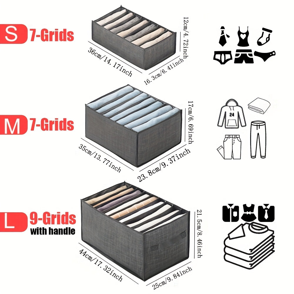 Grey Fabric Closet Organizer with Handle for Wardrobe Storage Divider