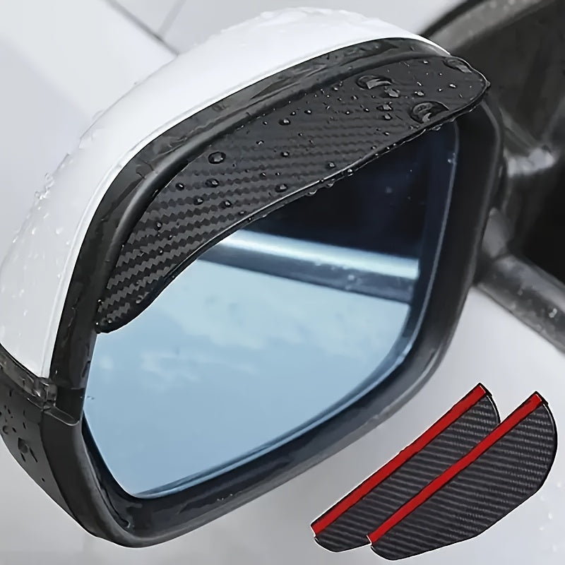 2pcs Carbon Fiber Texture Car Rearview Mirror Rain Shields Thickened Durable