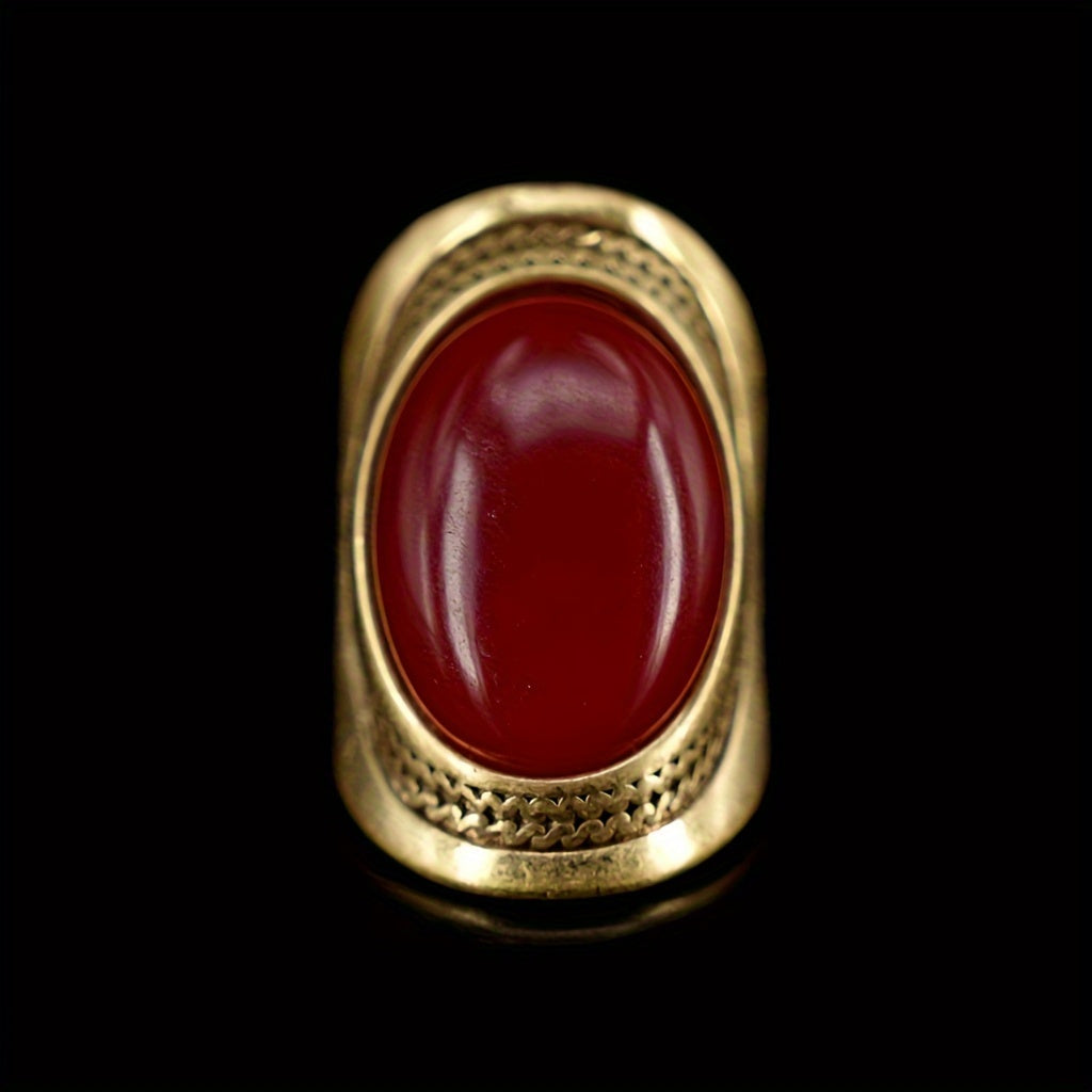 Adjustable Open Ring with Agate Face Copper Alloy Wedding Party Gift