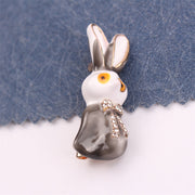 Rabbit Brooch with Rhinestones, Elegant Jewelry Accessory for Bags and Hats