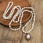 Natural Biwa Pearl Necklace 150cm Freshwater Pendant Bohemian Jewelry for Daily Wear