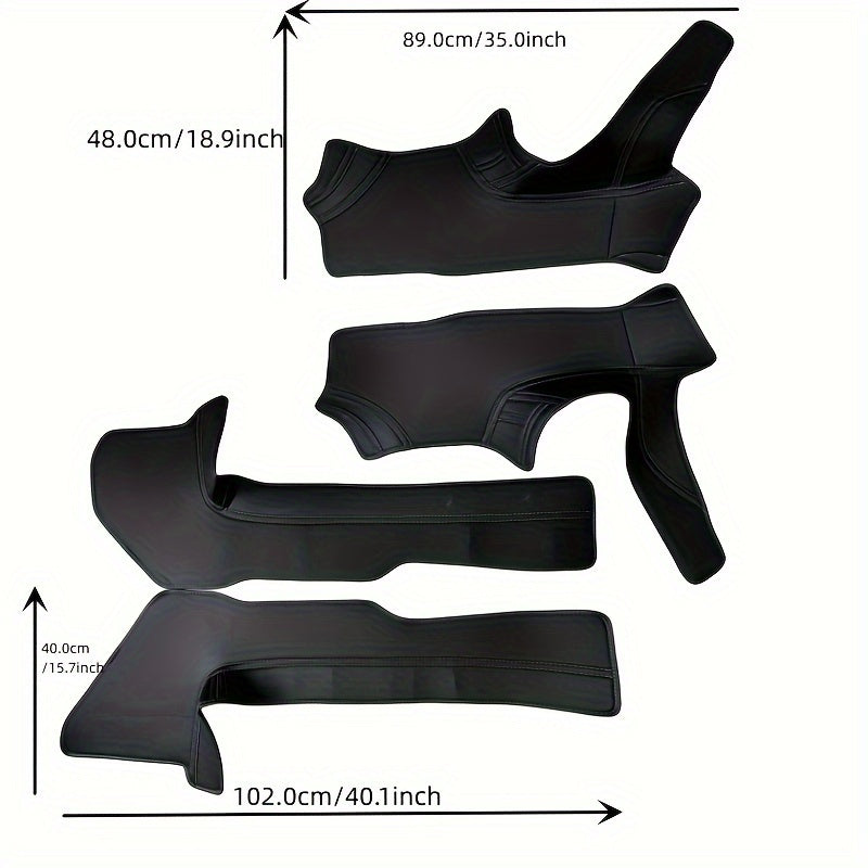 Car Door Sill Protector and Rear Seat Threshold Guard Leather Set for Model 3