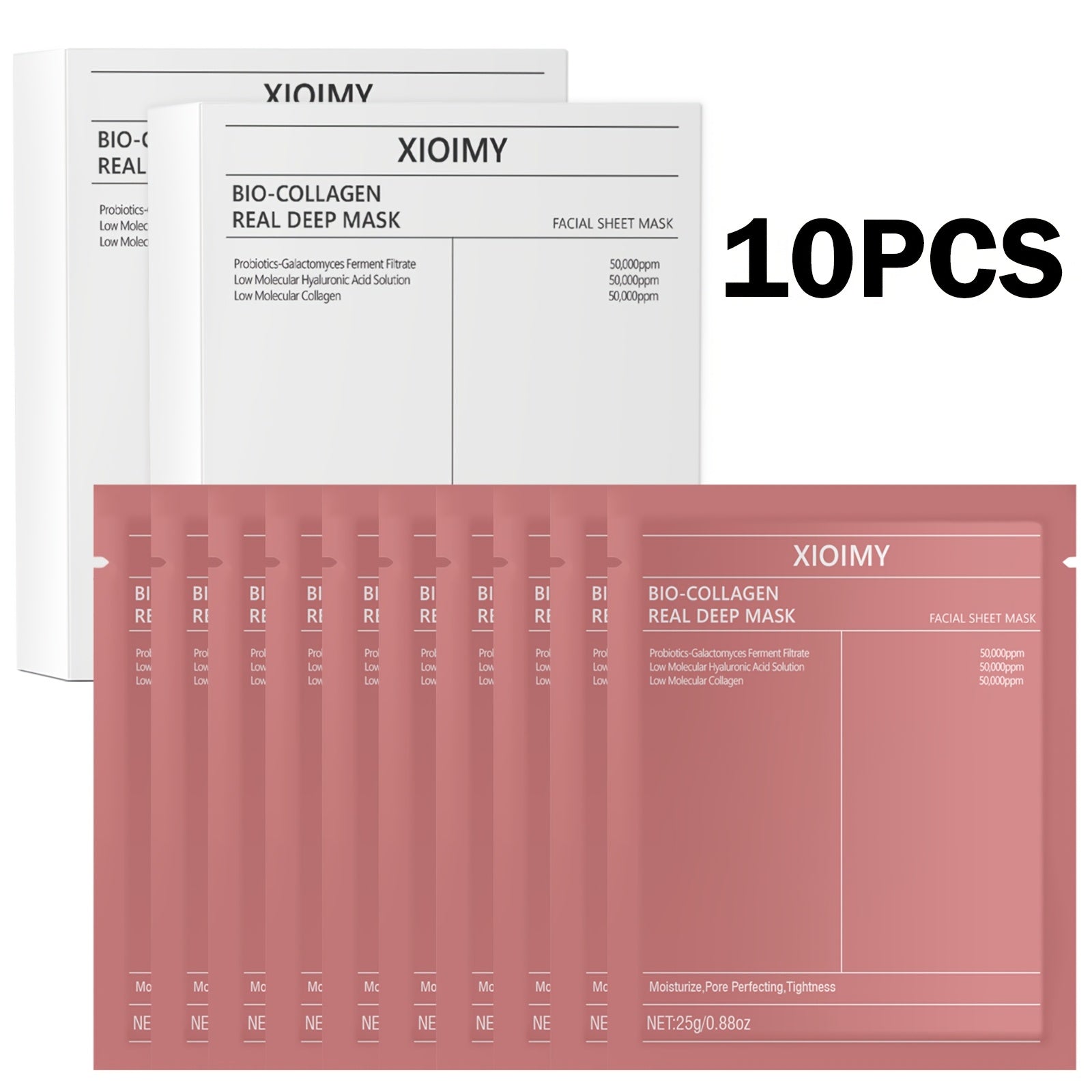 10pcs Bio-Collagen Facial Masks Moisturizing Brightening for All Skin Types