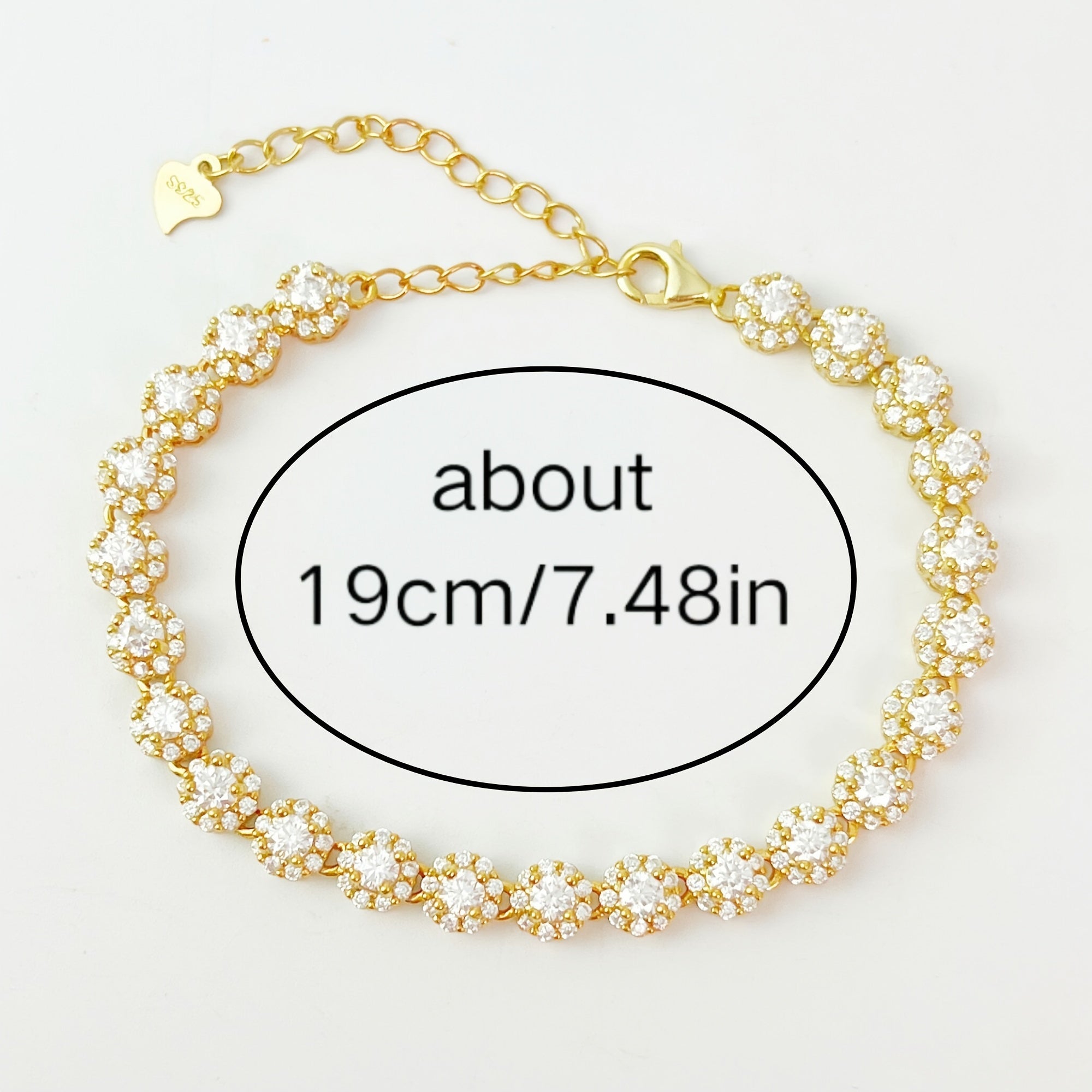 Ayollar uchun Moissanit bilagi 18K oltin qoplangan sterling kumush 0.1 karat sovg‘a qutisi