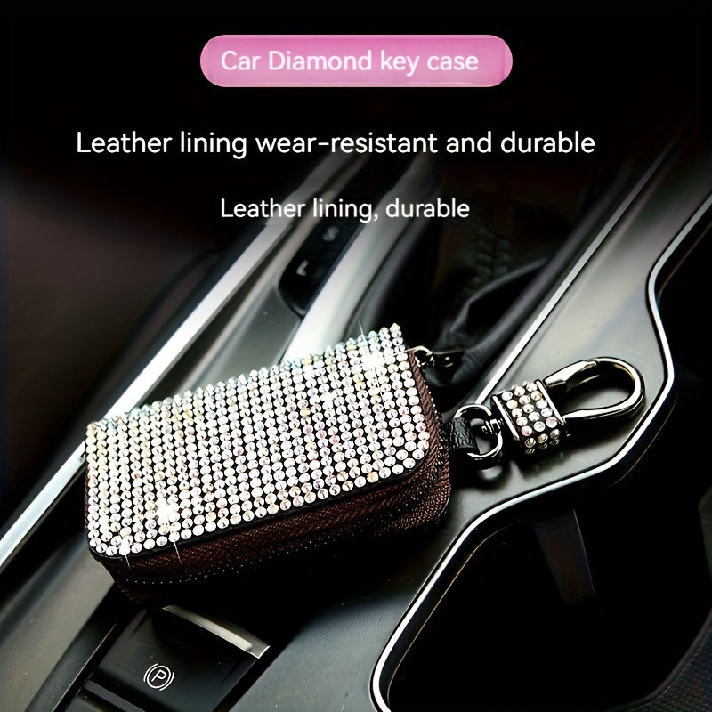 Women's Car Key Protector Rhinestone-encrusted Small Stylish Car Interior Accessory
