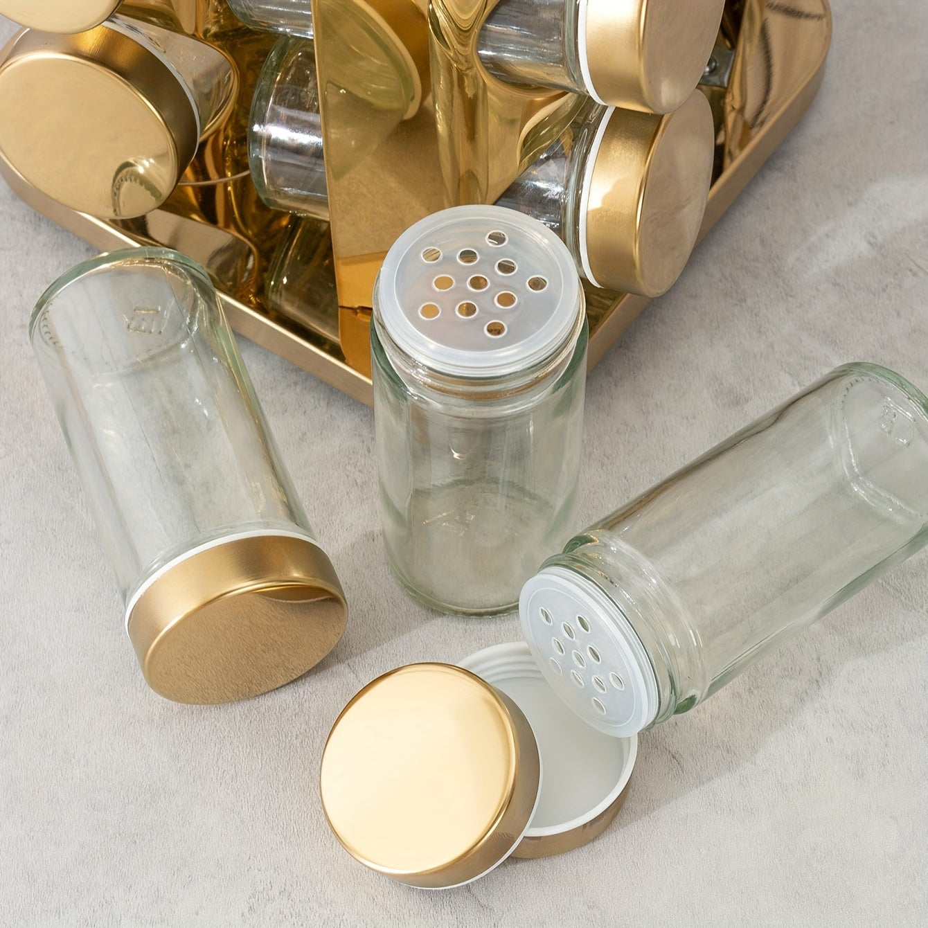 Stainless Steel Spice Rack with Pull-Out Shelf and 360° Rotation for Kitchen