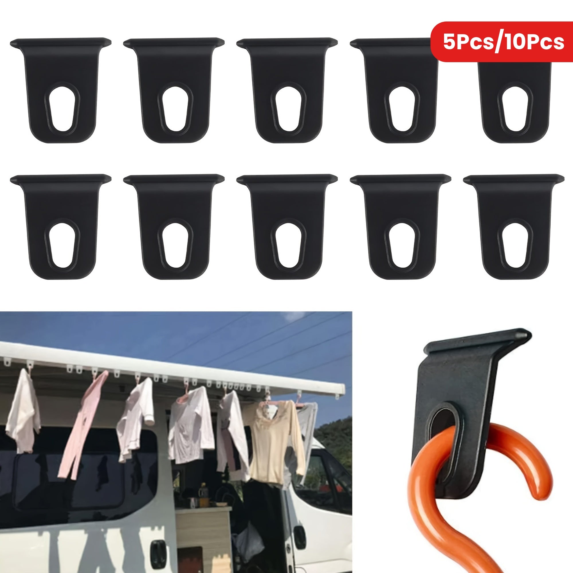 4Pcs 10Pcs RV Awning Hooks Ring Drying Rack Clips Plastic Outdoor