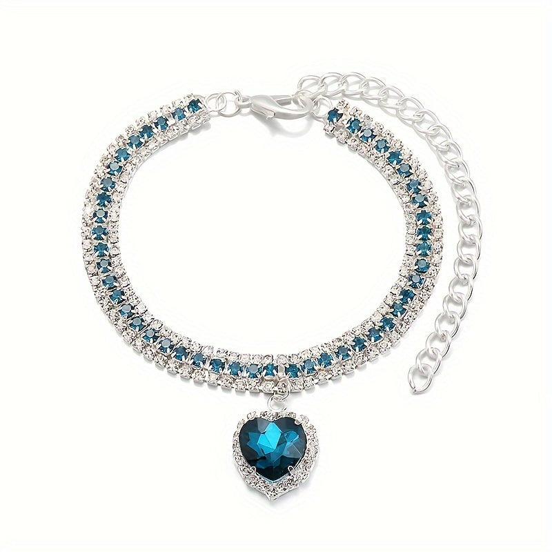 Colorful Pet Collar with Crystal Pendant for Small Cats and Dogs in Pink and Blue