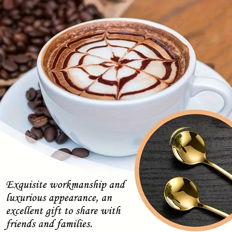 Gold-Tone Coffee Stirring Spoon for Desserts and Fruits